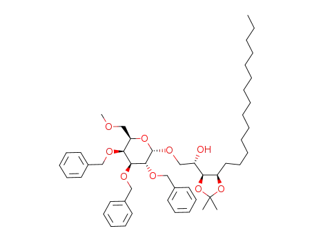 Molecular Structure of 1242144-21-3 ((2S,3S,4R)-2-hydroxy-3,4-O-isopropylideneoctadecyl 2,3,4-tri-O-benzyl-6-O-methyl-α-D-galactopyranoside)