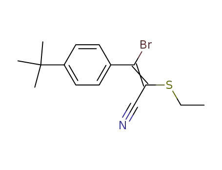 Molecular Structure of 648434-05-3 (2-Propenenitrile, 3-bromo-3-[4-(1,1-dimethylethyl)phenyl]-2-(ethylthio)-)