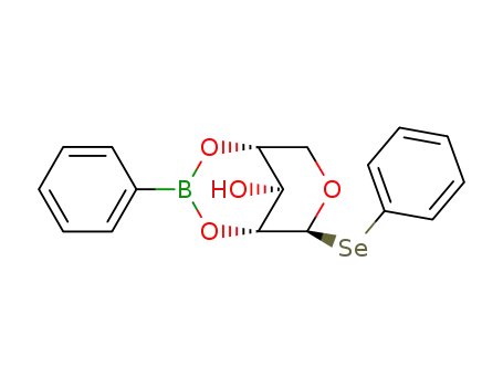 Molecular Structure of 389081-91-8 (phenyl 1-seleno-β-D-xylopyranoside 2,4-cyclic-O-phenylboronate)