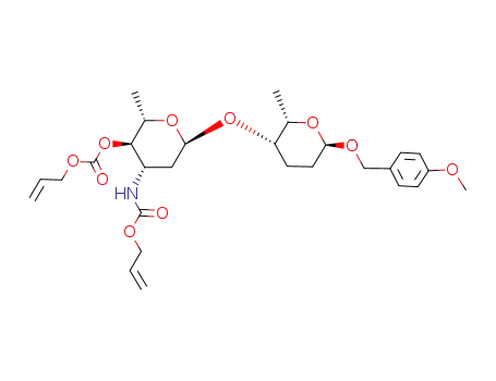 p-methoxybenzyl 4-O-(3-N,4-O-di-allyloxycarbonyl-3-amino-2,3,6-trideoxy-α-L-arabino-hexopyranosyl)-2,3,6-trideoxy-α-L-lyxo-hexopyranoside