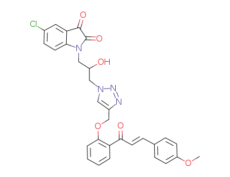 (E)-5-chloro-1-(2-hydroxy-3-(4-((2-(3-(4-methoxyphenyl)acryloyl)phenoxy)methyl)-1H-1,2,3-triazol-1-yl)propyl)indoline-2,3-dione
