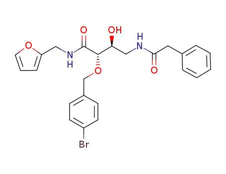 Molecular Structure of 552887-66-8 ((2S,3S)-2-(4-Bromo-benzyloxy)-N-furan-2-ylmethyl-3-hydroxy-4-phenylacetylamino-butyramide)