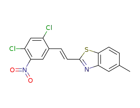 Molecular Structure of 952067-93-5 ((E)-5-methyl-2-(2,4-dichloro-5-nitrostyryl)benzothiazole)