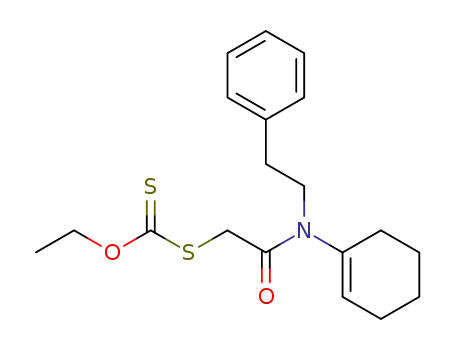 Molecular Structure of 420086-54-0 (dithiocarbonic acid S-[(cyclohex-1-enyl-phenethyl-carbamoyl)-methyl] ester O-ethyl ester)