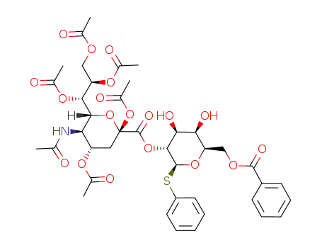 phenyl 2-O-(5-acetamido-2,4,7,8,9-penta-O-acetyl-3,5-dideoxy-D-glycero-β-D-galacto-non-2-ulopyranosonoyl)-6-O-benzoyl-1-thio-β-D-galactopyranoside