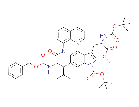 Nα,Nind-bis-tert-butoxycarbonyl-6-[(1R,2S)-2-benzyloxycarbonyl-amino-1-isopropyl-3-oxo-3-(quinolin-8-ylamino)propyl]-1-tryptophan methyl ester
