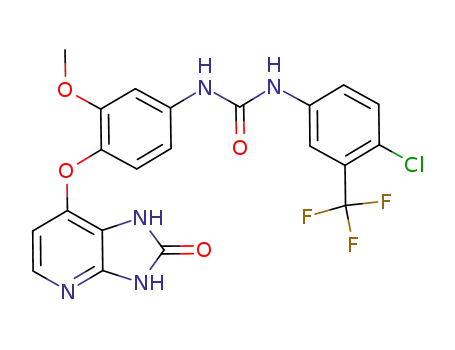 Molecular Structure of 1160825-37-5 (1-(4-(2,3-dihydro-2-oxo-1H-imidazo[4,5-b]pyridin-7-yloxy)-3-methoxyphenyl)-3-(4-chloro-3-(trifluoromethyl)phenyl)urea)