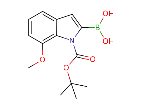 Molecular Structure of 913835-81-1 (1-(TERT-BUTOXYCARBONYL)-7-METHOXY-1H-INDOL-2-YLBORONIC ACID)