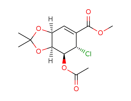 Molecular Structure of 1227264-30-3 (methyl (3aS,6S,7S,7aS)-7-(acetyloxy)-6-chloro-2,2-dimethyl-3a,6,7,7a-tetrahydro-1,3-benzodioxole-5-carboxylate)
