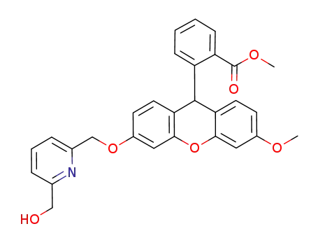 Molecular Structure of 1225014-61-8 (2-[3-(2-hydroxymethyl-6-pyridylmethoxy)-6-methoxy-9H-xanthen-9-yl]benzoic acid methyl ester)