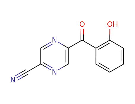 Molecular Structure of 677020-95-0 (Pyrazinecarbonitrile, 5-(2-hydroxybenzoyl)-)