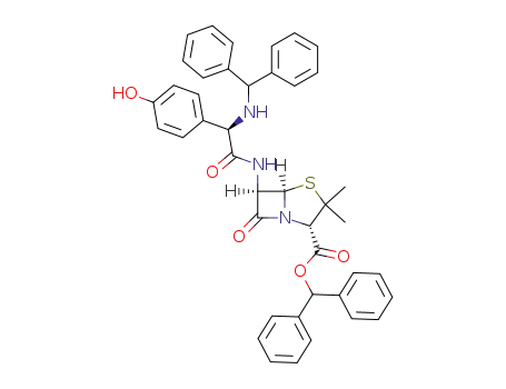 Molecular Structure of 477947-68-5 (diphenylmethyl 6β-[(R)-2-(diphenylmethylamino)-2-(4-hydroxyphenyl)acetamido]penicillanate)