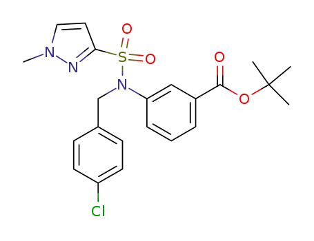 Molecular Structure of 1214251-52-1 (3-[(4-chloro-benzyl)-(1-methyl-1H-pyrazole-3-sulfonyl)-amino]-benzoic acid tert-butyl ester)