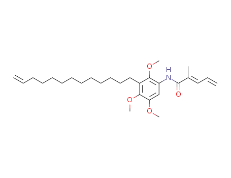 Molecular Structure of 503559-67-9 (2-methylpenta-2,4-dienoic acid (2,4,5-trimethoxy-3-tridec-12-enylphenyl)amide)