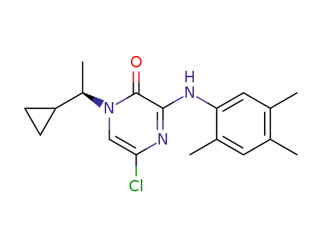 Molecular Structure of 1173435-75-0 ((R)-5-chloro-1-(1-cyclopropylethyl)-3-(2,4,5-trimethylphenylamino)pyrazin-2(1H)-one)