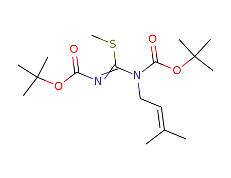 Molecular Structure of 150785-44-7 (N,N'-bis(tert-butoxycarbonyl)-N-(γ,γ-dimethylallyl)-S-methylisothiourea)
