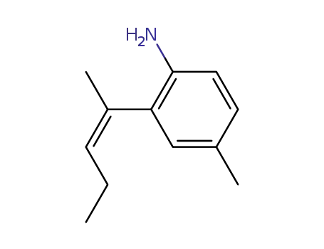 Molecular Structure of 371192-47-1 (Benzenamine, 4-methyl-2-[(1Z)-1-methyl-1-butenyl]-)