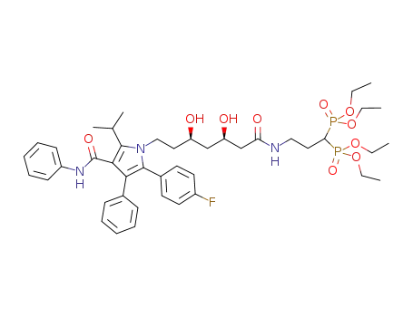 Molecular Structure of 1040395-59-2 (tetraethyl (3R,5R)-3-N-(7-(3-(phenylcarbamoyl)-5-(4-fluorophenyl)-2-isopropyl-4-phenyl-1H-pyrrol-1-yl)-3,5-dihydroxyheptanoyl)aminopropane-1,1-bisphosphonate)