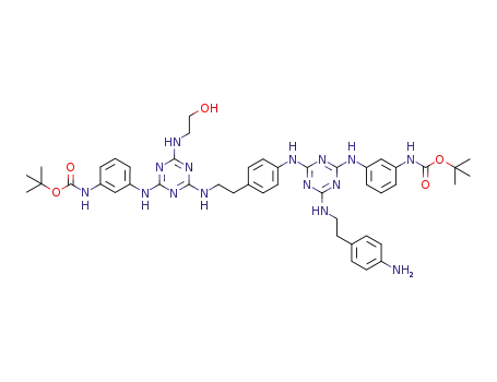 2-(4-(4-(4-(4-aminophenethylamino)-6-(3-(tert-butoxycarbonylamino)phenylamino)-1,3,5-triazin-2-ylamino)phenylethylamino)-6-(3-(tert-butoxycarbonylamino)phenylamino)-1,3,5-triazin-2-ylamino)ethanol