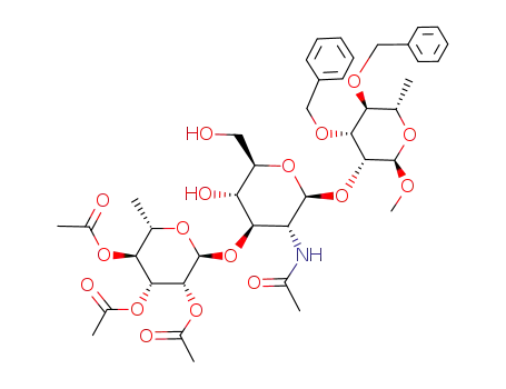 methyl (2,3,4-tri-O-acetyl-α-L-rhamnopyranosyl)-(1-3)-(2-acetamido-2-deoxy-β-D-glucopyranosyl)-(1-2)-3,4-di-O-benzyl-α-L-rhamnopyranoside