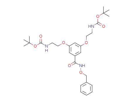 Molecular Structure of 1228435-28-6 (N-(benzyloxy)-3,5-bis[2-(tert-butoxycarbonylamino)ethoxy]benzamide)