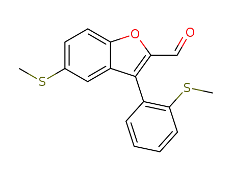 Molecular Structure of 415717-54-3 (5-methylthio-3-(2-methylthiophenyl)benzo[b]furane-2-carbaldehyde)