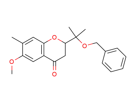 Molecular Structure of 630390-81-7 (2-(1-benzyloxy-1-methyl-ethyl)-6-methoxy-7-methyl-chroman-4-one)