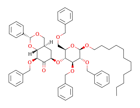 dodecyl 3-O-benzyl-4,6-O-benzylidene-5a-carba-β-D-arabino-hex-ulopyranosyl-(1->4)-2,3,6-tri-O-benzyl-β-D-glucopyranoside