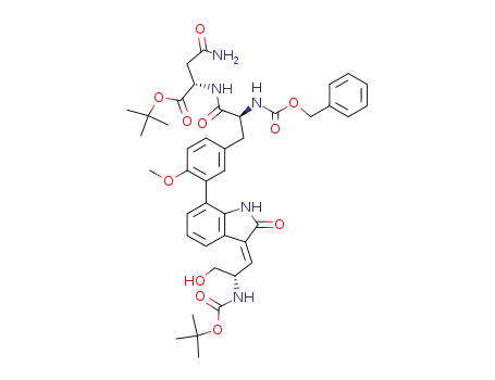 2-(2-benzyloxycarbonylamino-3-{3-[3-(2-<i>tert</i>-butoxycarbonylamino-3-hydroxy-propylidene)-2-oxo-2,3-dihydro-1<i>H</i>-indol-7-yl]-4-methoxy-phenyl}-propionylamino)-succinamic acid <i>tert</i>-butyl ester