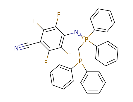 Molecular Structure of 121524-38-7 (Benzonitrile,
4-[[[(diphenylphosphino)methyl]diphenylphosphoranylidene]amino]-2,3,
5,6-tetrafluoro-)
