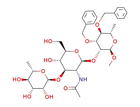 methyl α-L-rhamnopyranosyl-(1-3)-(2-acetamido-2-deoxy-β-D-glucopyranosyl)-(1-2)-3,4-di-O-benzyl-α-L-rhamnopyranoside