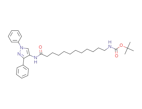 Molecular Structure of 1220710-00-8 (12-(tert-butoxycarbonyl)amino-N-(1,3-diphenyl-1H-pyrazol-4-yl)dodecanamide)