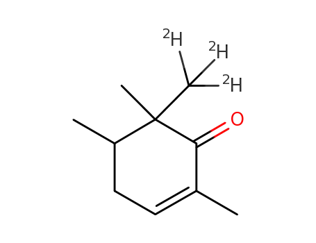 Molecular Structure of 1197240-26-8 (6-[(<sup>(2)</sup>H<sub>3</sub>)methyl]-2,5,6-trimethylcyclohex-2-en-1-one)