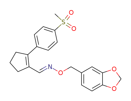 Molecular Structure of 488759-22-4 (2-(4-methanesulfonyl-phenyl)-cyclopent-1-enecarbaldehyde <i>O</i>-benzo[1,3]dioxol-5-ylmethyl-oxime)