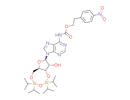 Molecular Structure of 111244-87-2 (N<sup>6</sup>-<2-(4-nitrophenyl)ethoxycarbonyl>-3',5'-O-(1,1,3,3-tetraisopropyldisiloxane-1,3-diyl)adenosine)