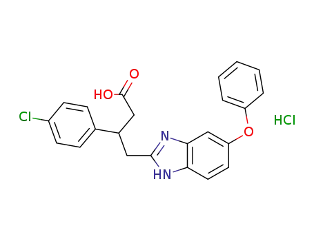 Molecular Structure of 1221962-00-0 (hydrochloride salt of 3-(4-chlorophenyl)-4-(5-phenoxy-2-benzimidazolyl)butanoic acid)