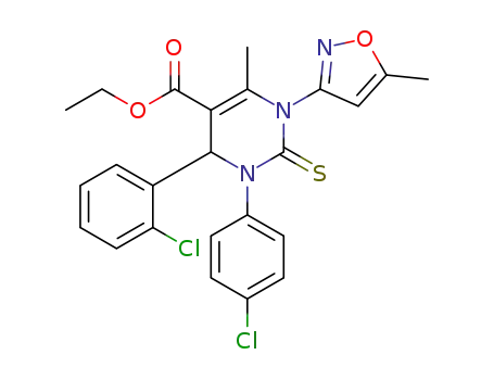 ethyl 4-(2-chlorophenyl)-3-(4-chlorophenyl)-6-methyl-1-(5-methyl-3-isoxazolyl)-2-thioxo-1,2,3,4-tetrahydropyrimidine-5-carboxylate