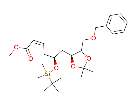 2-Hexenoic acid,
5-[[(1,1-dimethylethyl)dimethylsilyl]oxy]-6-[(4S,5S)-2,2-dimethyl-5-[(phen
ylmethoxy)methyl]-1,3-dioxolan-4-yl]-, methyl ester, (2Z,5S)-