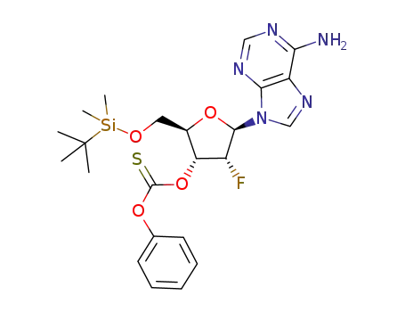 Molecular Structure of 484024-69-3 (5′-O-tert-butyldimethylsilyl-2′-deoxy-2′-fluoro-3′-O-(phenoxythiocarbonyl)adenosine)