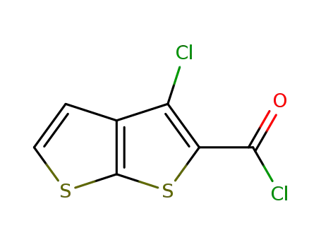 Molecular Structure of 39244-06-9 (3-CHLOROTHIENO[2,3-B]THIOPHENE-2-CARBONYL CHLORIDE)