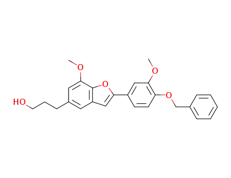 Molecular Structure of 135040-86-7 (5-(3-hydroxypropyl)-7-methoxy-2-(3'-methoxy-4'-(benzyloxy)phenyl)benzo<b>furan)