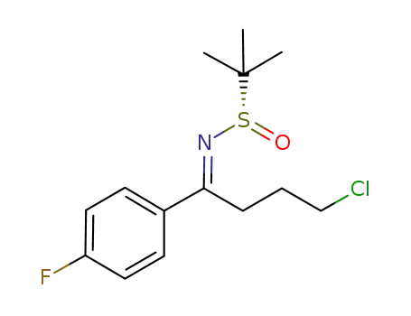 Molecular Structure of 1218989-31-1 ((S,E)-N-(4-chloro-1-(4-fluorophenyl)butylidene)-2-methylpropane-2-sulfinamide)