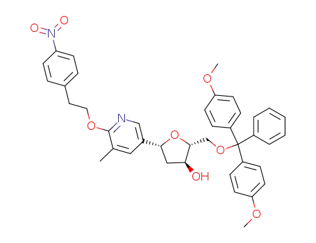 Molecular Structure of 289681-53-4 (2-[2-(4-nitrophenyl)ethoxy]-5-[5'-O-(4,4'-dimethoxytrityl)-1',2'-dideoxy-β-D-erythro-pentafuranozyl]-3-methylpyridine)