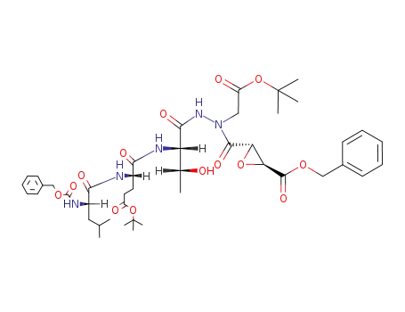 3-(<i>N</i>'-{2-[2-(2-benzyloxycarbonylamino-4-methyl-pentanoylamino)-4-<i>tert</i>-butoxycarbonyl-butyrylamino]-3-hydroxy-butyryl}-<i>N</i>-<i>tert</i>-butoxycarbonylmethyl-hydrazinocarbonyl)-oxirane-2-carboxylic acid benzyl ester