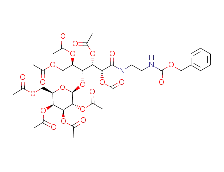 Molecular Structure of 1312013-23-2 (2-(benzyloxycarbonylamino)ethyl (2,3,5,6,2',3',4',6'-octa-O-acetyl)lactobionamide)