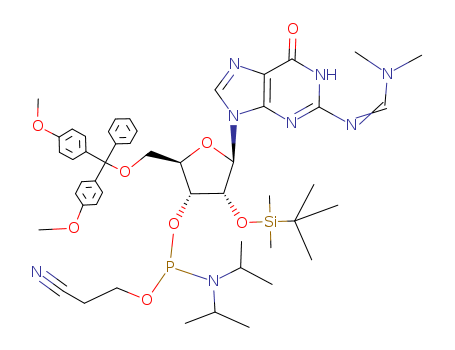 Guanosine,5′-O-[bis(4-methoxyphenyl)phenylmethyl]-N-[(dimethylamino)methylene]-2′-O-[(1,1-dimethylethyl)dimethylsilyl]-,3′-[2-cyanoethylN,N-bis(1-methylethyl)phosphoramidite]
