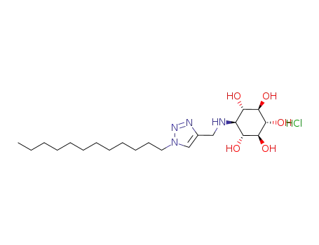 Molecular Structure of 1233978-35-2 ((1R,2S,3r,4R,5S,6s)-6-[((1-dodecyl-1H-1,2,3-triazol-4-yl)methyl)amino]cyclohexane-1,2,3,4,5-pentaol hydrochloride)