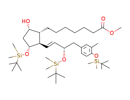 7-((1R,2R,3R,5S)-3-(tert-Butyl-dimethyl-silanyloxy)-2-{(E)-(S)-3-(tert-butyl-dimethyl-silanyloxy)-4-[4-(tert-butyl-dimethyl-silanyloxy)-3-methyl-phenyl]-but-1-enyl}-5-hydroxy-cyclopentyl)-heptanoic acid methyl ester