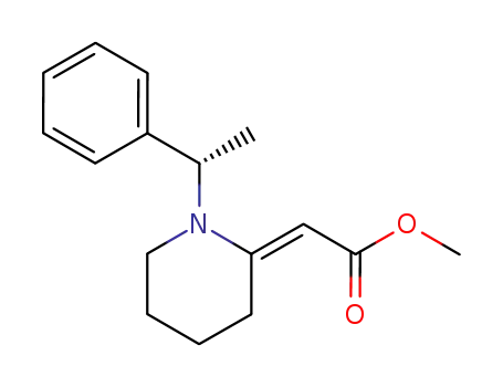 Molecular Structure of 457603-47-3 (Acetic acid, [1-[(1S)-1-phenylethyl]-2-piperidinylidene]-, methyl ester,
(2E)-)