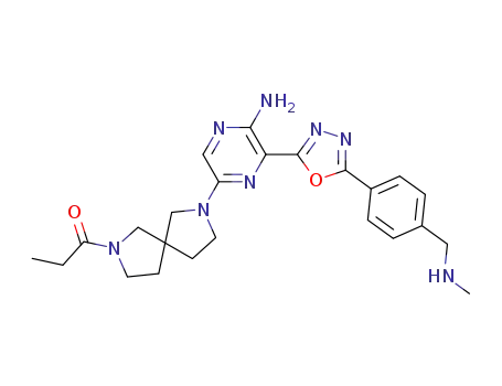 1-(7-(5-amino-6-(5-(4-((methylamino)methyl)phenyl)-1,3,4-oxadiazol-2-yl)pyrazin-2-yl)-2,7-diazaspiro[4.4]nonan-2-yl)propan-1-one
